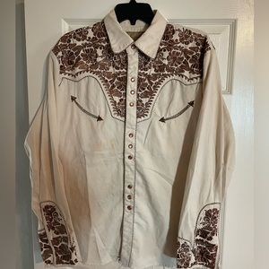 Scully Western Embroidered Pearl Snap Size Small